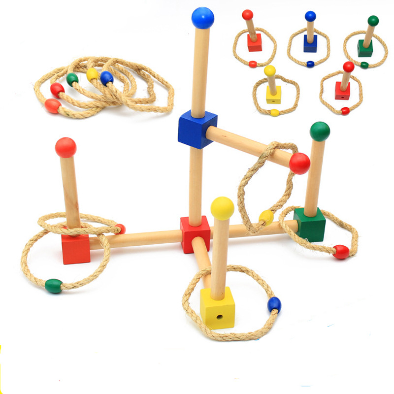 Træ hånd-øje koordination kaste cirkel Montessori undervisning AIDS 0-3 baby tidlig uddannelse puslespil loop legetøj festspil_voghion.com