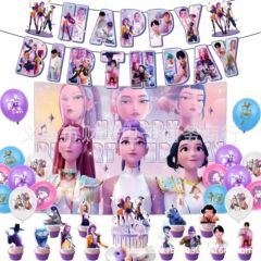 现货速发猎魔女团主题生日派对装饰K-POP拉旗蛋糕插气球背景布