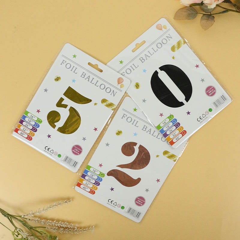 Wholesale INS style cross-border e-commerce 16-inch precision packaging digital independent paper card packaging aluminum foil balloon American version slim body