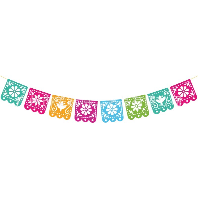 Bandera de fiesta de Carnaval mexicano europeo y americano-tirando de la tarjeta-insertando la decoración de la escena del festival bandera-tirando de la torta plug-in