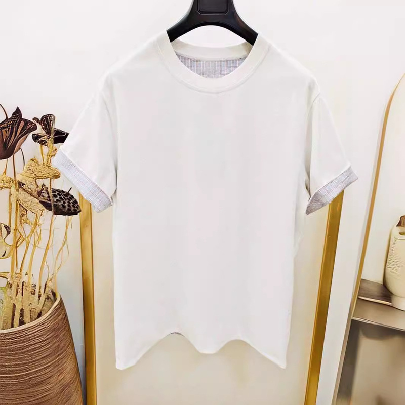 2024FW Double-sided ConTrasTing Color Half-sleeved T-shirT bv STyle Splicing Pure CoTTon QualiTy T-shirT Low-key Luxury High Luxury Goods