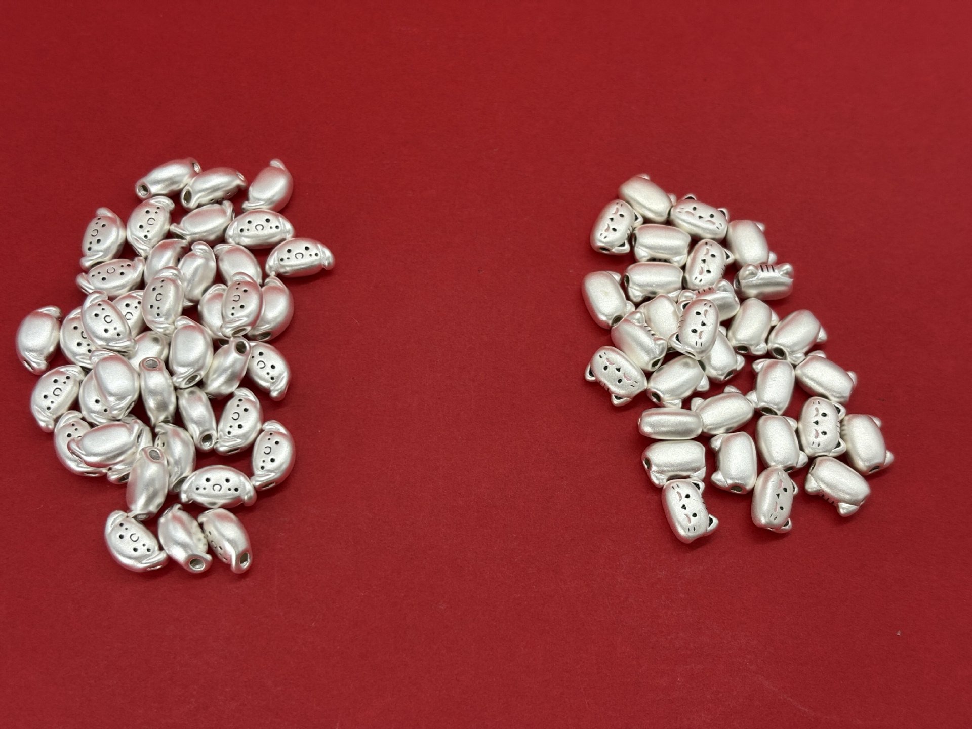 999 Pure Silver Cartoon Baguette Cat Beads Cute Accessories Handmade DIY Braided Rope Accessories Bracelet Spacer Beads