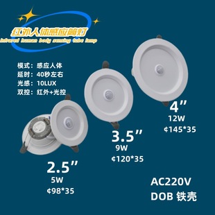 Led Sensor Downlight with Infrared Human Body Radar, Sound and Light Control, and Intelligent Light Control