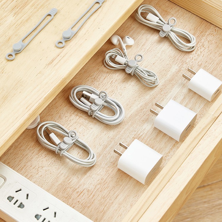 Brida Organizadora de Cables de Silicona Multifuncional para Cables y Auriculares