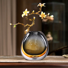 新中式珐瑯彩琉璃轻奢装饰花瓶摆件高档玄关客厅酒柜高端家居饰品