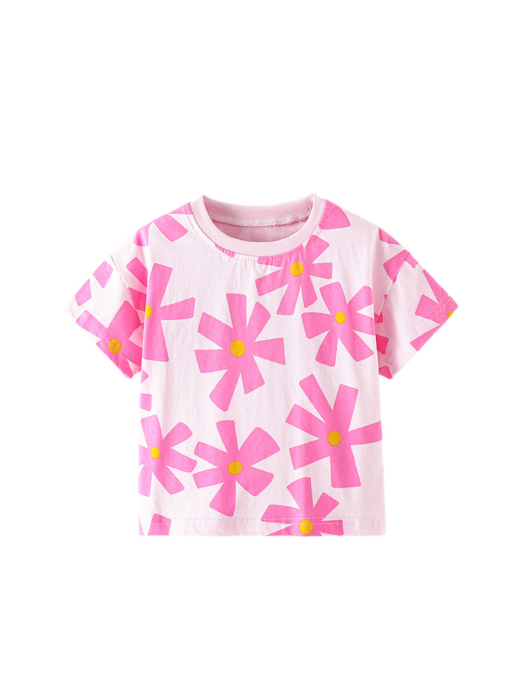 Malwee transfronterizo ropa infantil de verano camisa de mangas cortas suave piel transpirable impresión linda camisa casual de niña