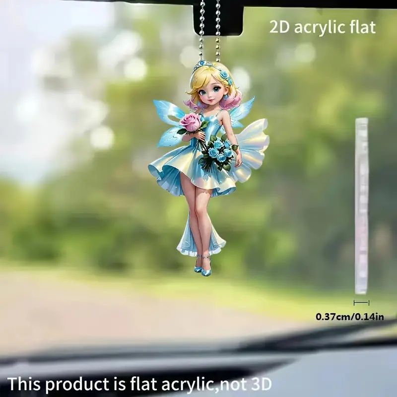 2D nuevo elegante ángel genio colgante acrílico plano transfronterizo automóvil espejo retrovisor interior decoración colgante image 1