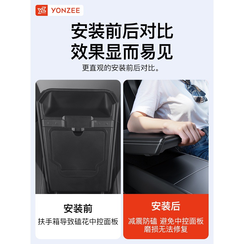 Yz Is Suitable for the New Version of Tesla Model 3/Y Armrest Box Silicone Buffer Silent Gasket Protective Sticker Accessories