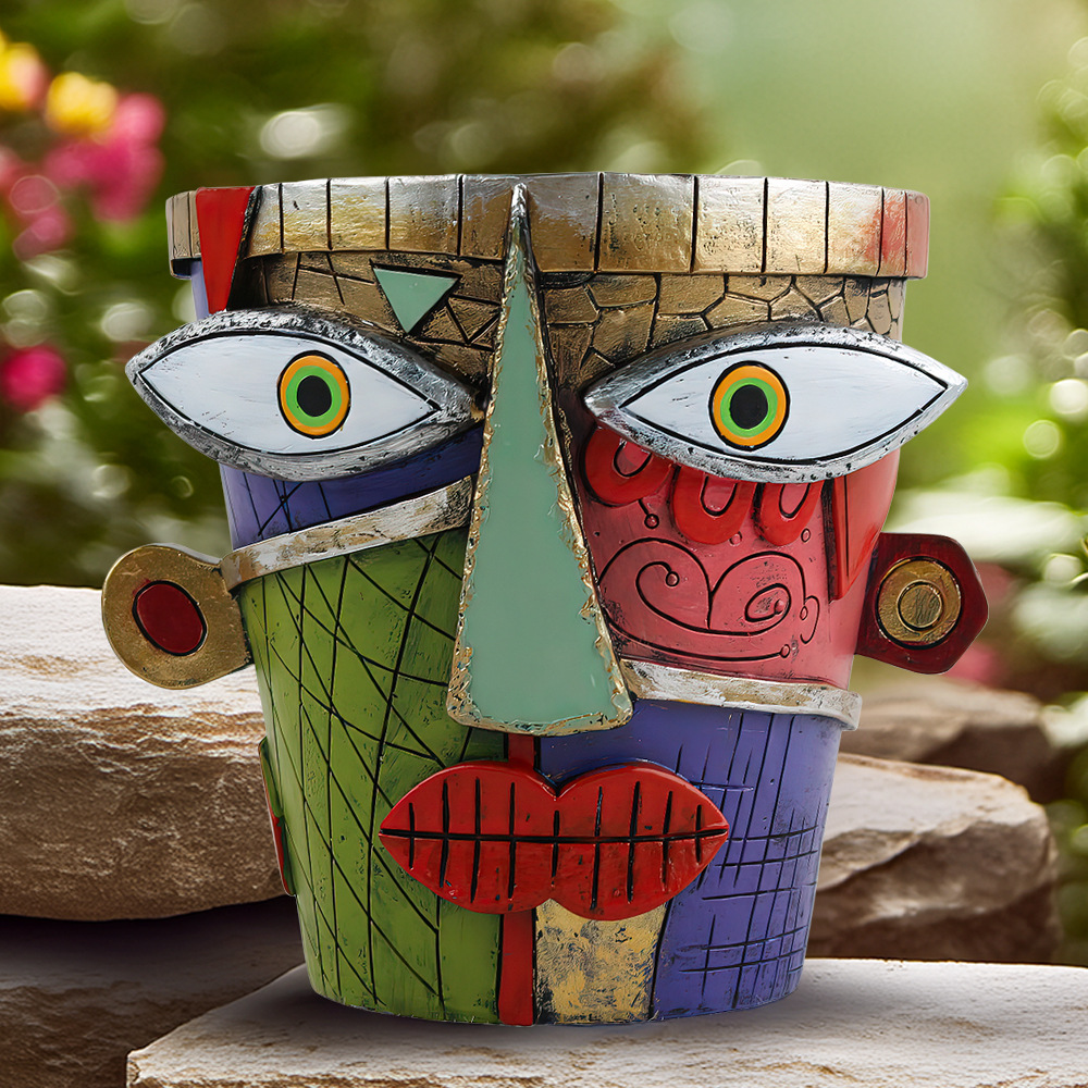   New Creative Picasso Style Abstract Face Flower Pot Garden Home Desktop Decoration Ornaments
