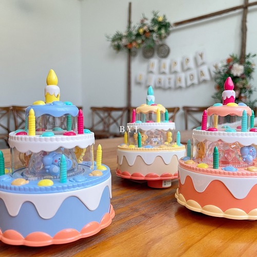 Little Bear Electric Birthday Cake Gift Simulation Children's Music Cake Toy Enlightenment Sound and Light Universal Walking
