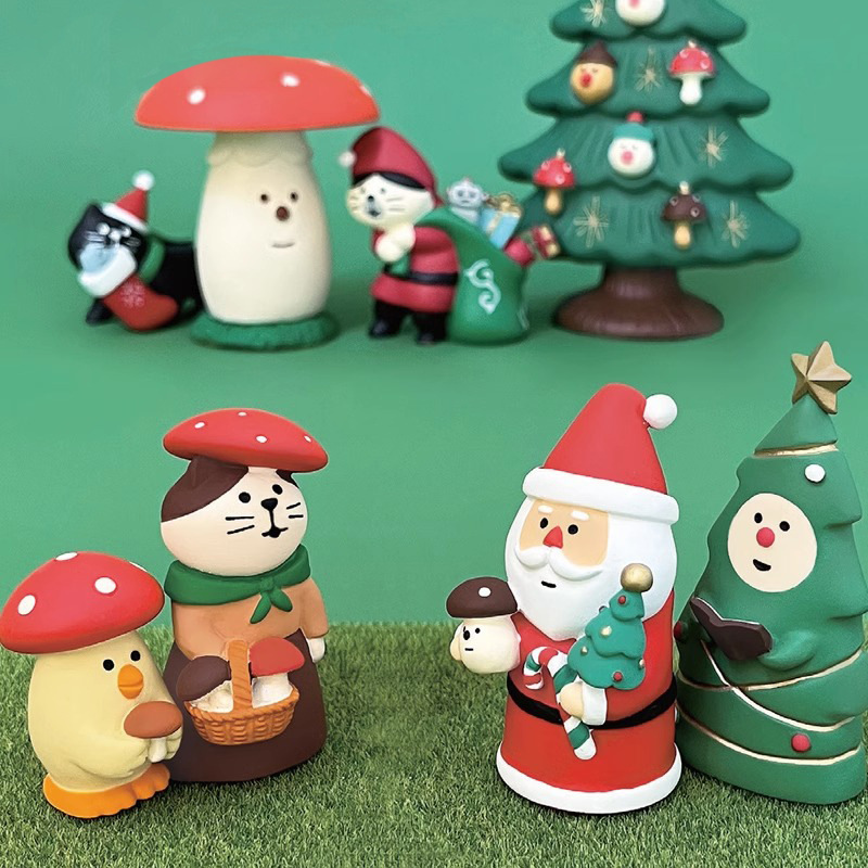 クリスマス装飾日本の猫フィギュアブラインドボックスギフトクリスマスツリー老人そり DIY 樹脂工芸品装飾品|undefined