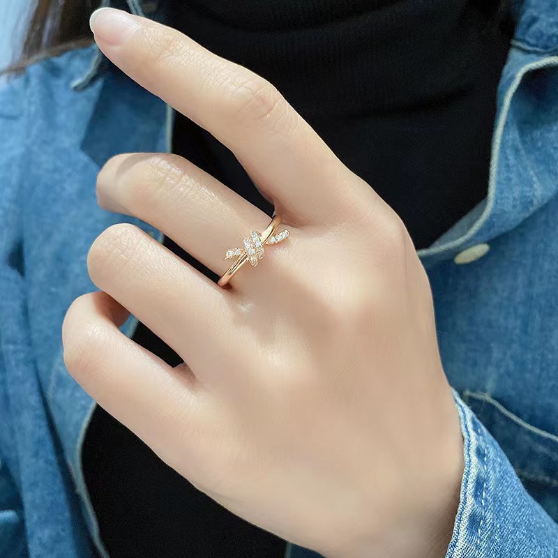 Sterling Silver Rose Gold Plated Silver Plated Elegant Lady Streetwear Inlay Printing Zircon Rings display picture 5