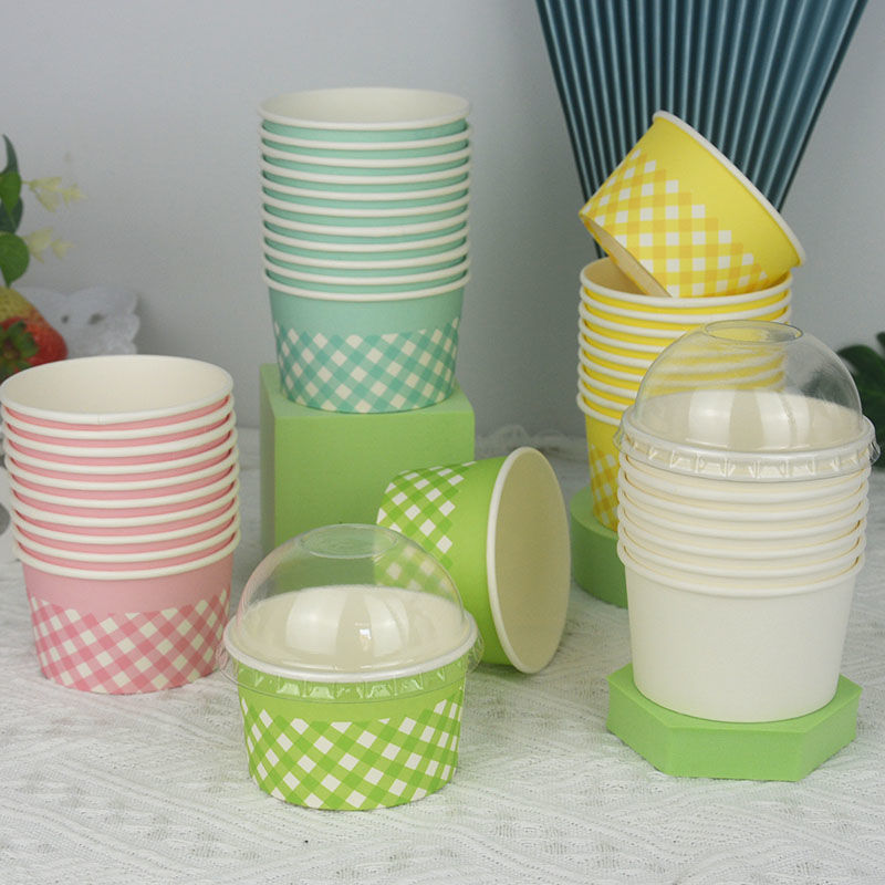 Taza de papel para pastel con cubierta desechable espesación casera puff taza helado postre embalaje tazón resistente a altas temperaturas