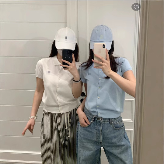 26 Spring/Summer Women's Pony Embroidered Cotton Lapel Short-Sleeve Knit Cardigan 26 Spring/Summer Women's Pony Embroidered Cotton Lapel Short-Sleeve Knit Cardigan