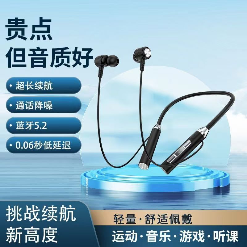 New Wireless Bluetooth Earphones with Neckband, Stereo Music, High-Quality Sound, Long Battery Life, Neck-Hanging Style for Running and Sports