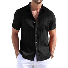 X 70157 Men's linen jacquard short shirt ��ʿ�����Ứ�����