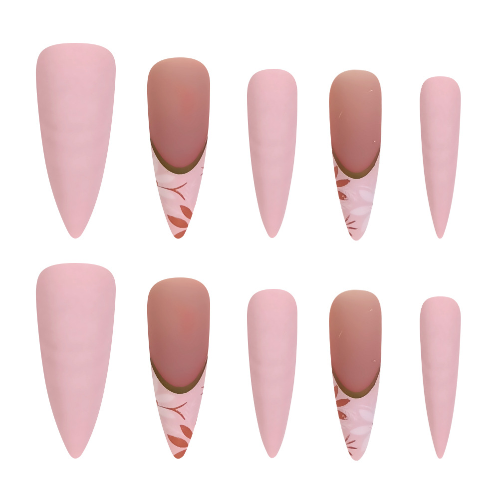 Comercio exterior simple retrógrado mosaico desnudos polvo mate parche de uñas francés 24 piezas de manicure mezclado image 5