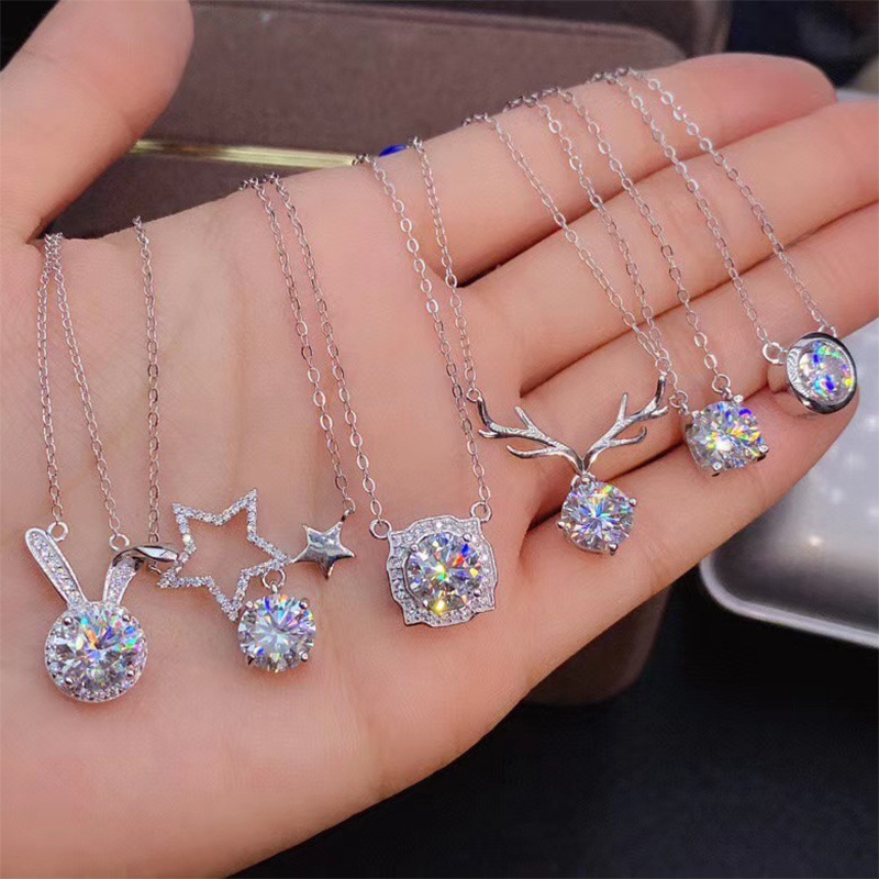 cute rabbit star pendant copper zircon necklace birthday gift necklace