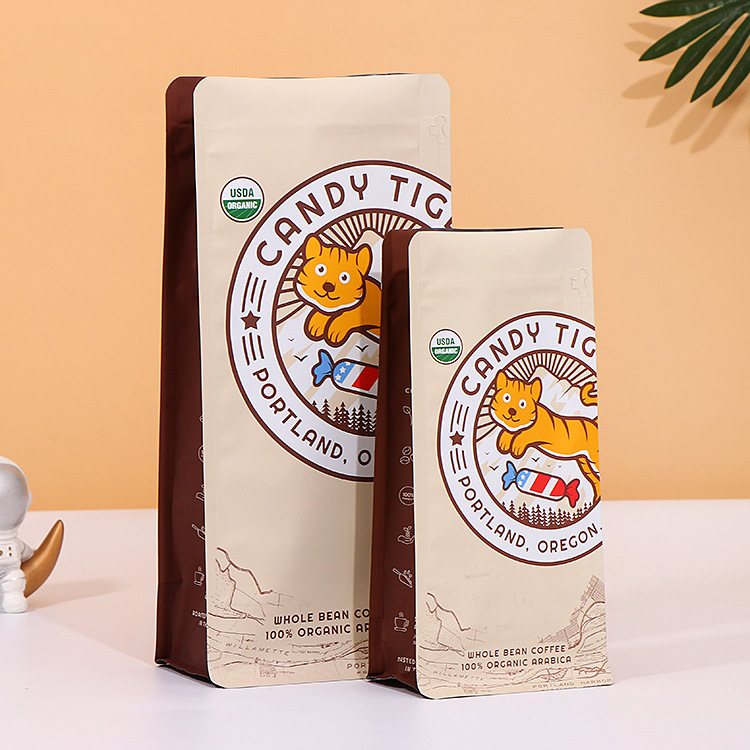 猫屎咖啡袋 八边封铝箔食品袋 排气阀咖啡包装袋八边封密封袋制定