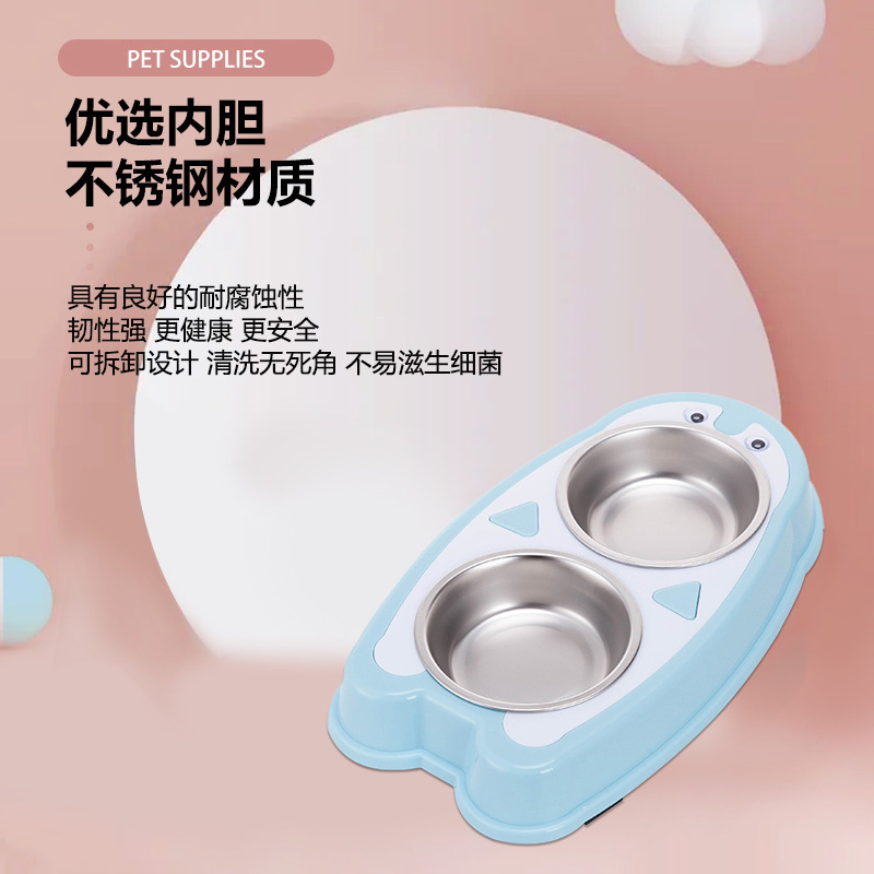 Pet supplies wholesale penguin double bowl dog food bowl plastic…