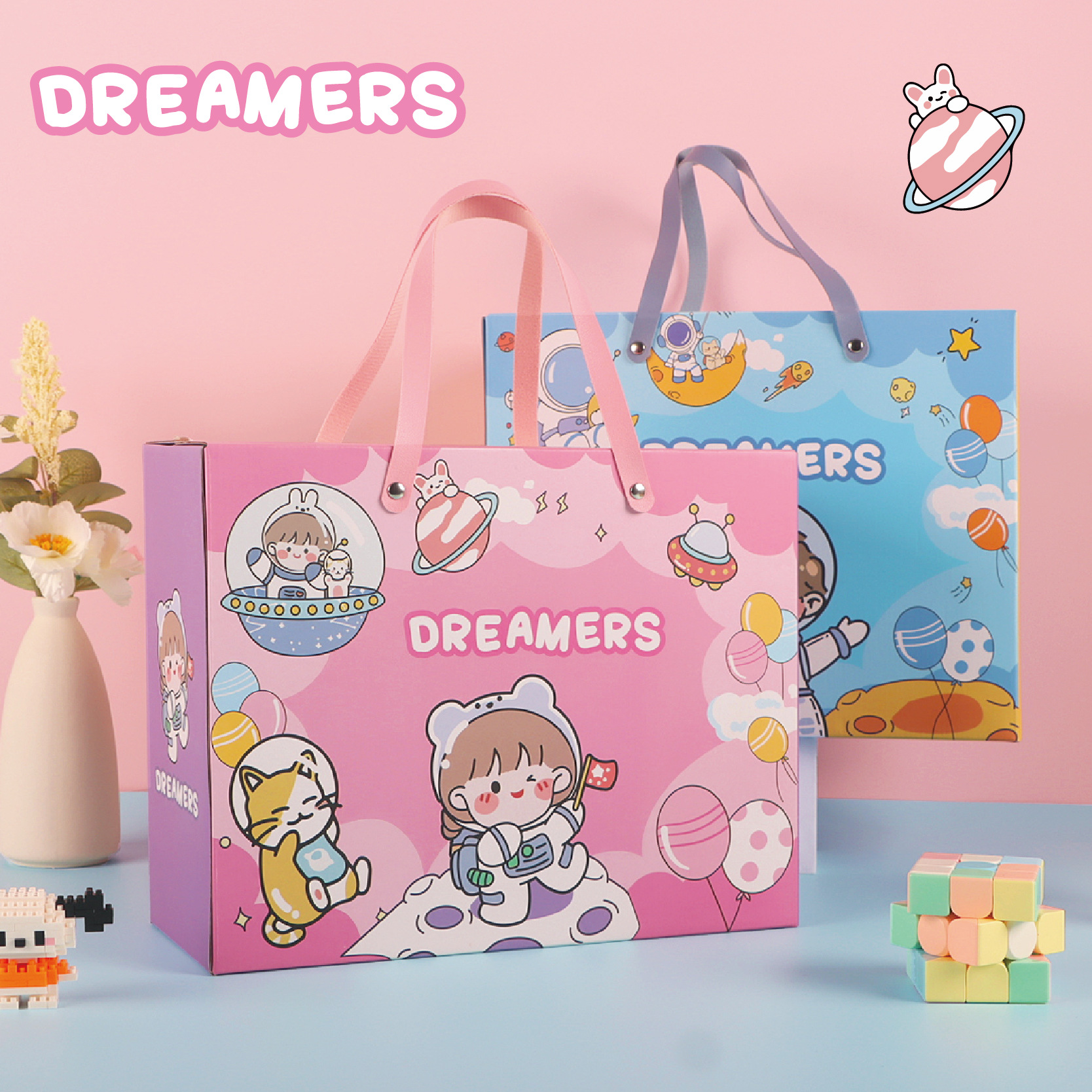 可爱卡通宝宝满月百天伴手礼盒儿童生日礼盒幼儿园零食礼包盒批发