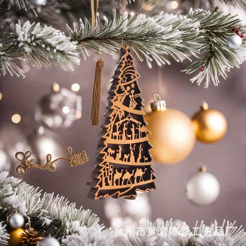 Colgante transfronterizo árbol de Navidad decoración colgante madera hueco Navidad colgante atmósfera de Navidad