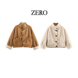 ZERO自制欧美风百搭经典女装新款时尚双面两面穿夹克毛毛上衣外套