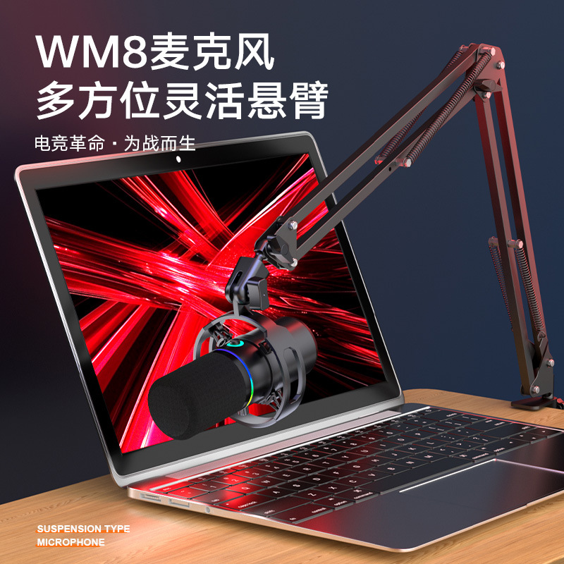 USB Dynamic Microphone Suitable for Xlr Connection Sound Card Computer Live Singing Game Dubbing Recording Bracket Microphone