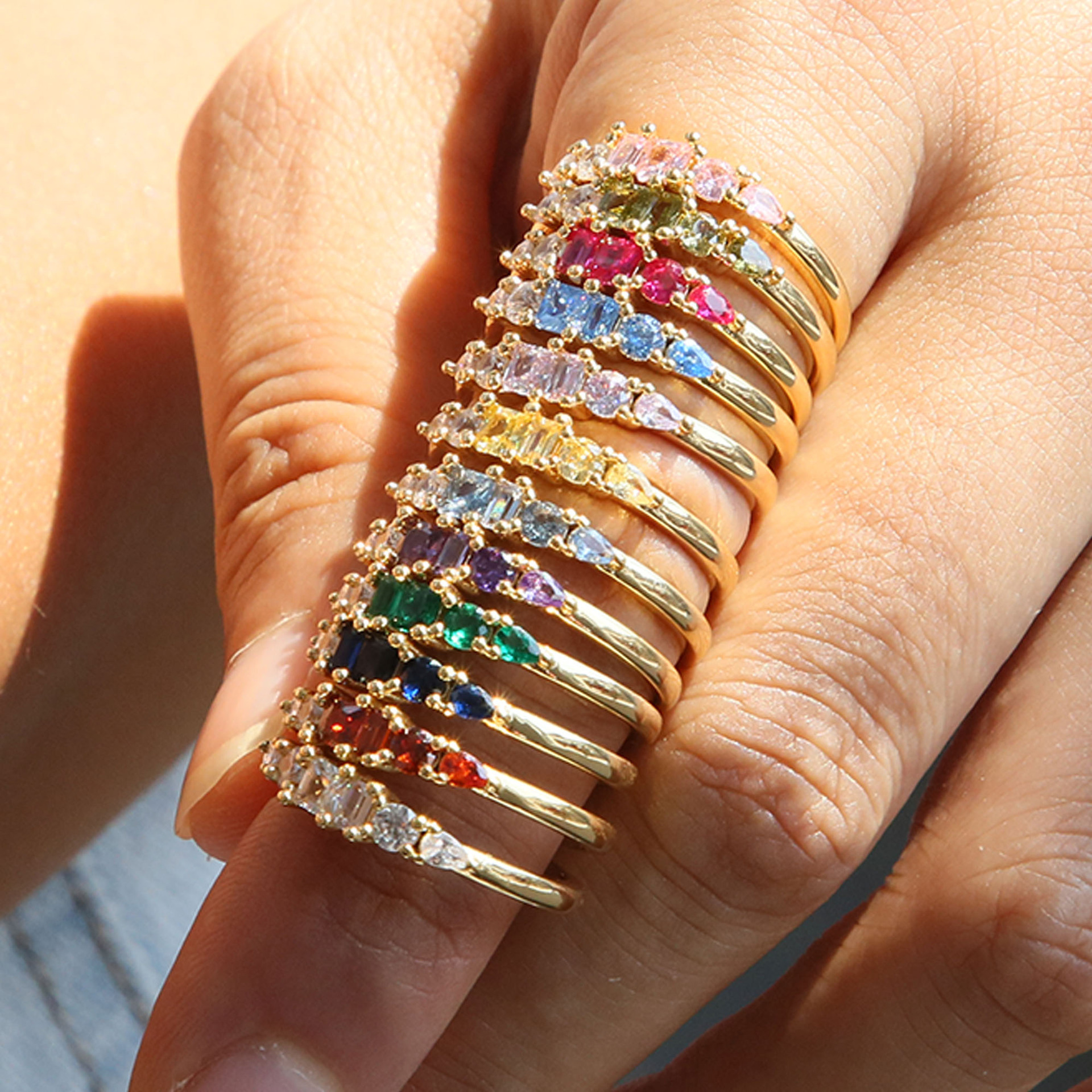 3g Weight Birthstone Inlay Material Rings Classification 1 Piece Quantity Holiday, Daily Occasion Copper Inlay Constellation Birthstone Rings