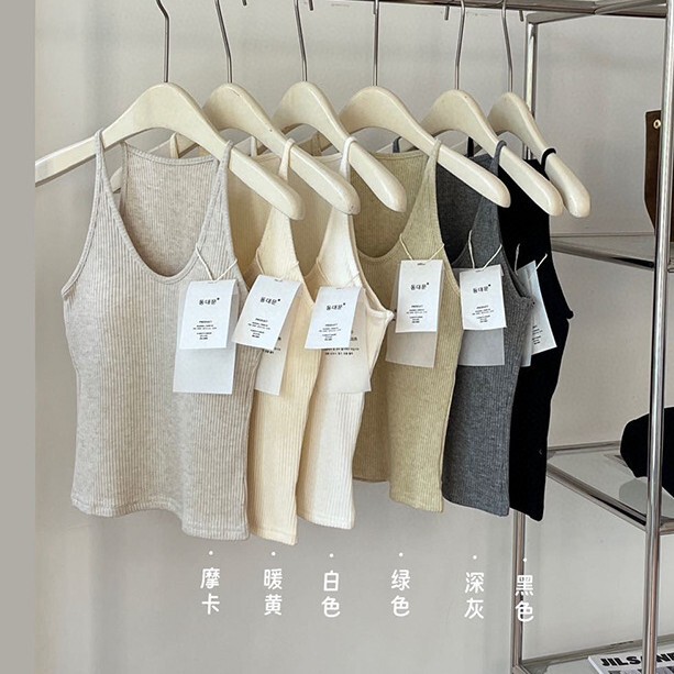 Dongdaemun 8927 Muxue Vest Ribbed V-Neck Beautiful Back Elastic Warm Thermal Underwear with Chest Pads for Women Autumn Winter Base Layer