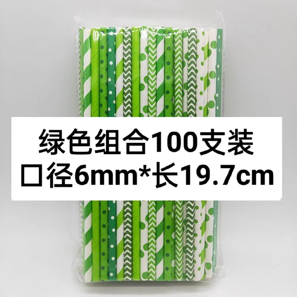 Paja de papel verde paja desechable Kraft papel paja degradable pastel de postre Mesa decoración plug-in bebida paja