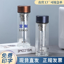 批发耐高温双层玻璃杯印字logo高硼硅玻璃水杯泡茶杯商务杯子定制