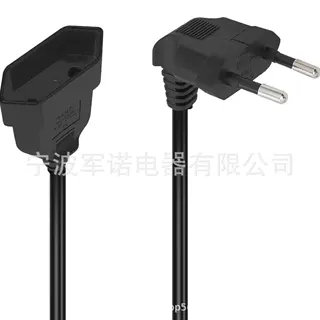 【源头工厂直供】欧标90度弯头公母对插电源线 纯铜芯2*0.75mm²