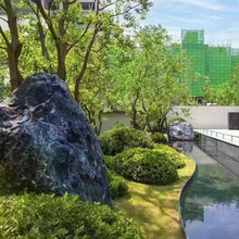 地产景观石产地直销黑山石可加工造型园林石点缀野山石全黑石头
