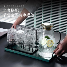 加厚太阳花家用水杯复古浮雕玻璃杯套装高级感轻奢泡茶杯喝水杯子