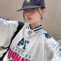 スポット24韓系ins博主同型アメリカ文字長袖プリントゆるいコート長袖tシャツゆるい男女