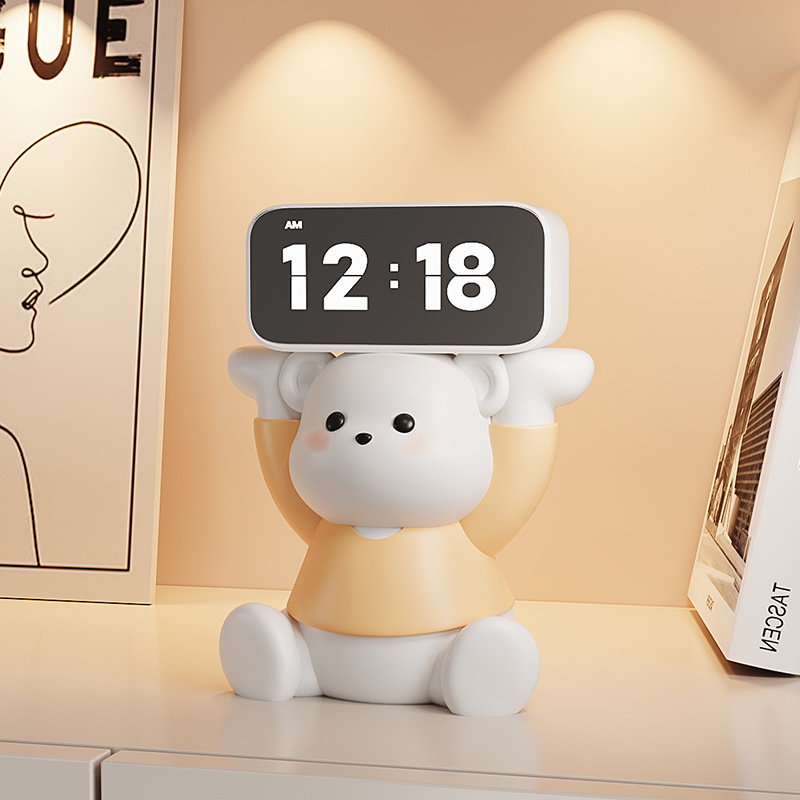 Crema de viento oso decoración de reloj despertador sala de estar dormitorio decoración de escritorio reloj reloj de escritorio creativo de escritorio