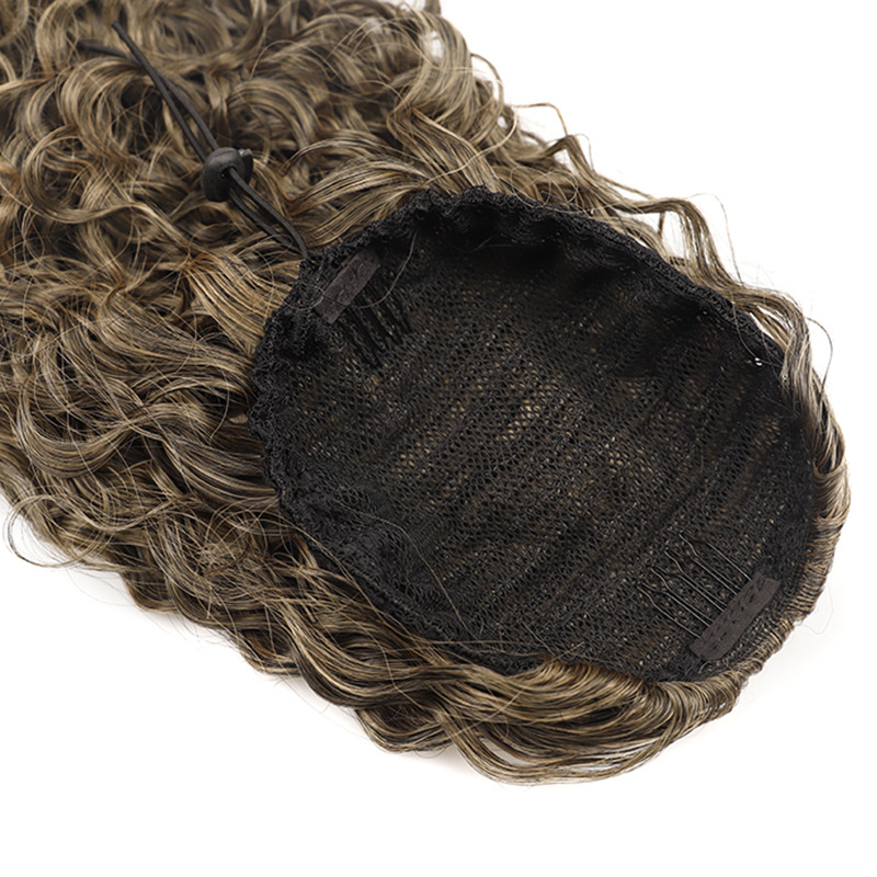 Cheveux synthétiques pouces Curl cheveux queue de cheval perruque maille ronde cordon longue queue de cheval cheveux bouclés_voghion.com