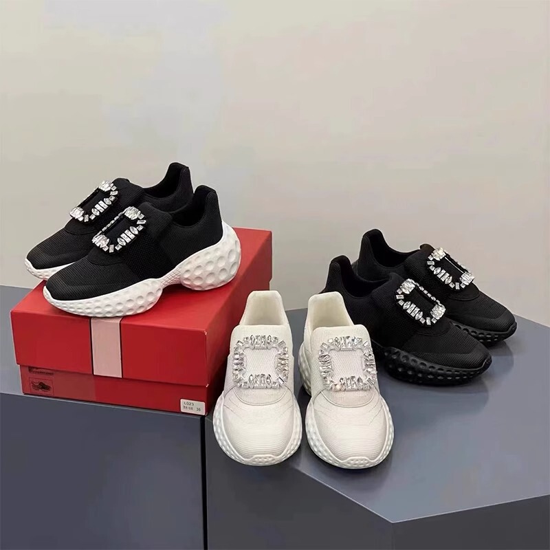 Rhinestone Square Buckle Torre Shoes Women's 2024 New Style One Pedal Mesh Breathable Thick Bottom Increased Casual Running sneaker