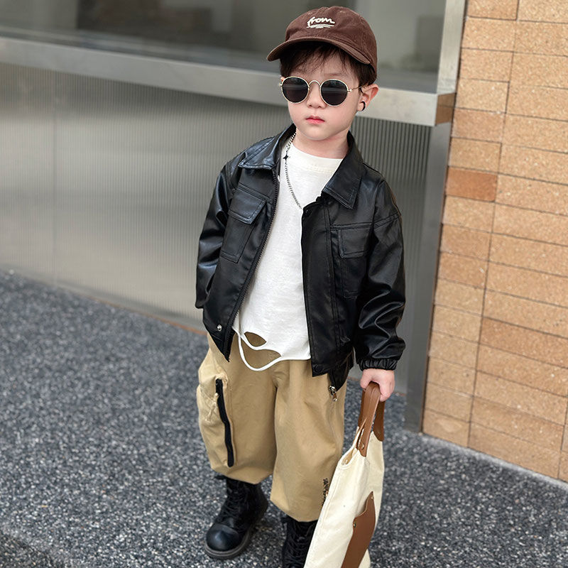 Boys Leather Jacket Stylish Spring Autumn Jacket For Children_voghion.com