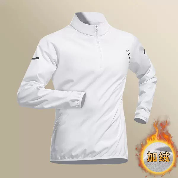 Winter Running T-shirt Men's fleece-lined Warm Quick-drying Sports Fitness Clothes Winter Collar Half-zipper Sweat Absorbing Top