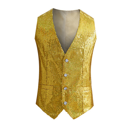 Sparkling sequin vest men's performance costume stage host choir nightclub beaded vest