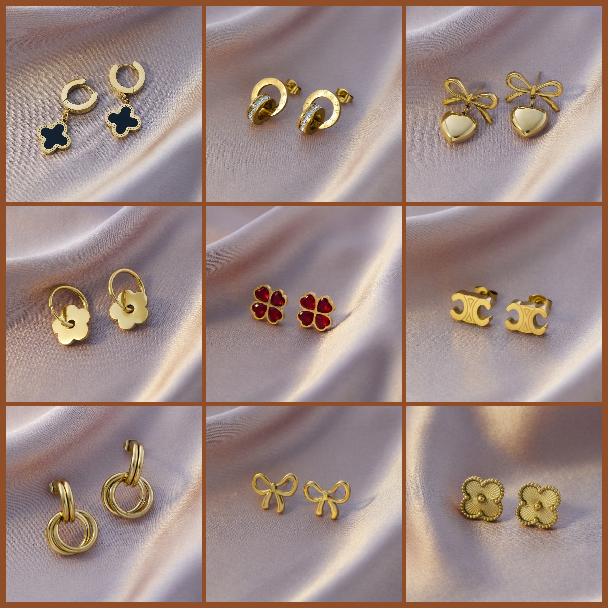 四叶草钛钢耳扣高级设计感轻奢女式小众设计不掉色耳饰厂家批发