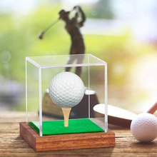 源头工厂直供高尔夫球亚克力盒 跨境爆款木底防尘收纳罩现货批发