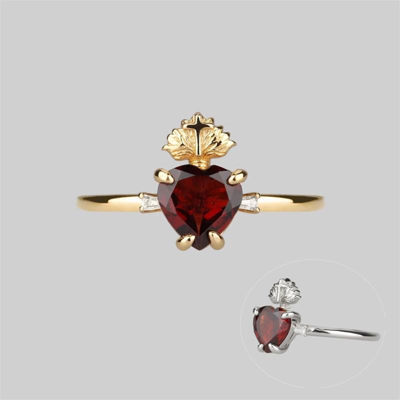 Cross, Heart Shape Pattern Women'S Gender Plating, Inlay Design Romantic Simple Style Cross Heart Shape Alloy Plating Inlay Zircon Women's Rings
