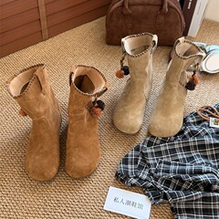 2025秋季新款复古平底短靴女软皮磨砂皮圆头马丁靴软面舒适单鞋子