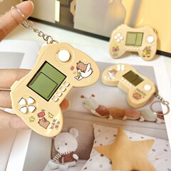 掌上型漫画ミニゲーム機 クラシックテトリスゲーム機 カピバラキーホルダー バッグ飾りおもちゃ