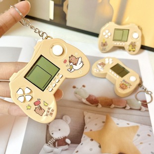 Handheld Cartoon Mini Game Console Classic Tetris Game Console Capybara Keychain School Bag Toy Pendant
