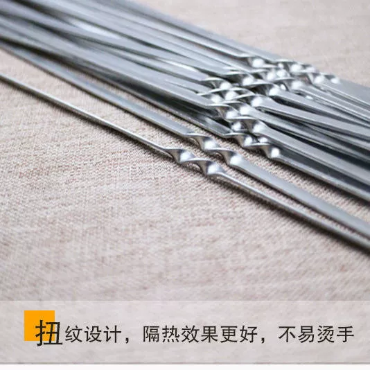 Нержавеющие шампуры для барбекю, коммерческие железные шампуры оптом, шампуры для баранины, утолщенные плоские круглые иглы для упаковки на открытом воздухе