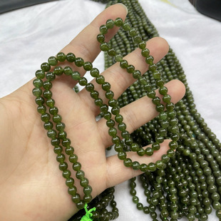 Hotan Jasper Necklace Mother Chain 6mm Run Green No Black Dot Necklace Mother Plot Birthday Gift Round Beads